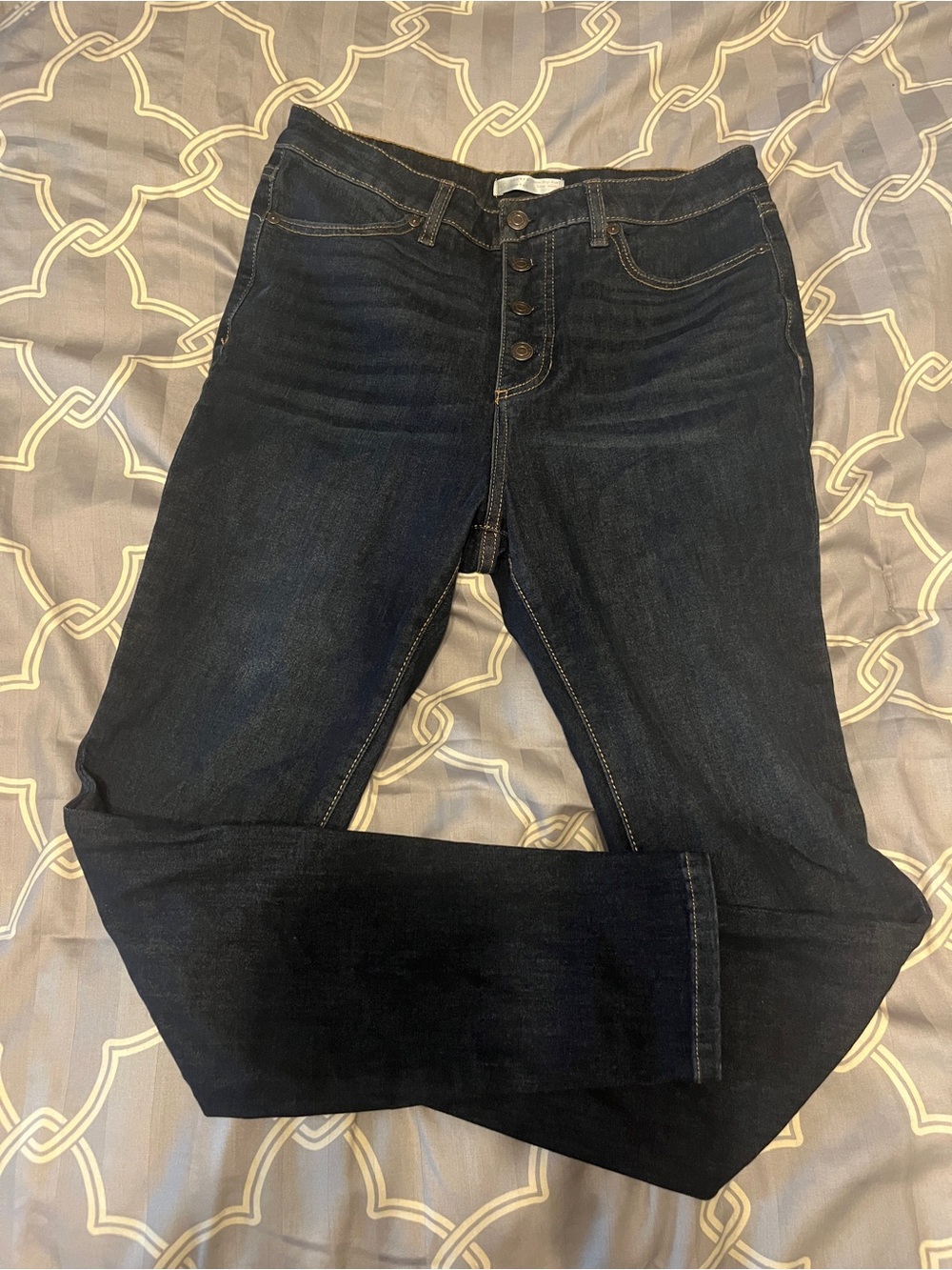 LC Lauren Conrad Dark Blue Skinny Button-Fly Jeans size 10